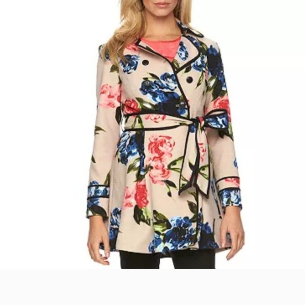 Elle Floral Trench Coat with Belt